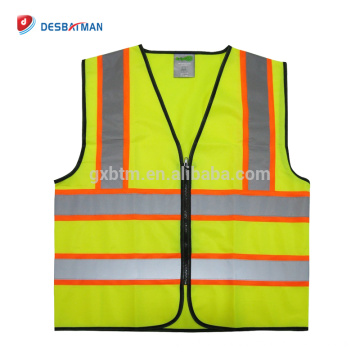 Custom LOGO Printing Reflective Safety Vest Bright Neon Color Traffic Workwear With 2 Inch Strips And Zipper Front